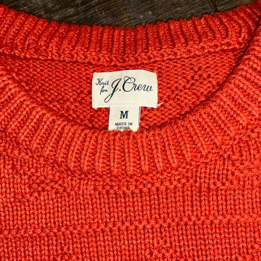 J. Crew Re-Imagined Burnt Orange Textured Knit Sweater Women’s Medium BC590